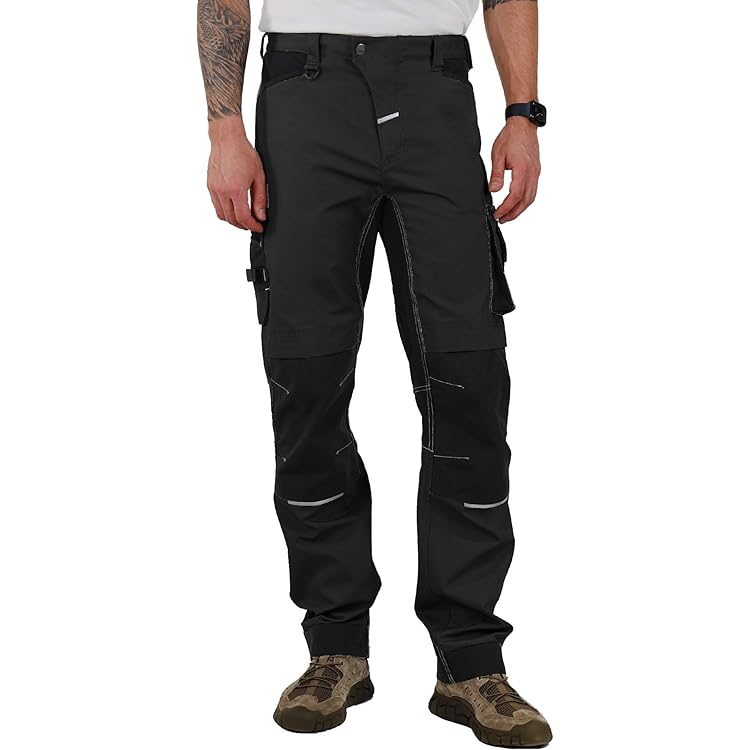 Juicy Trendz Men's Heavy Duty Work Cargo Pants – Reinforced Knees